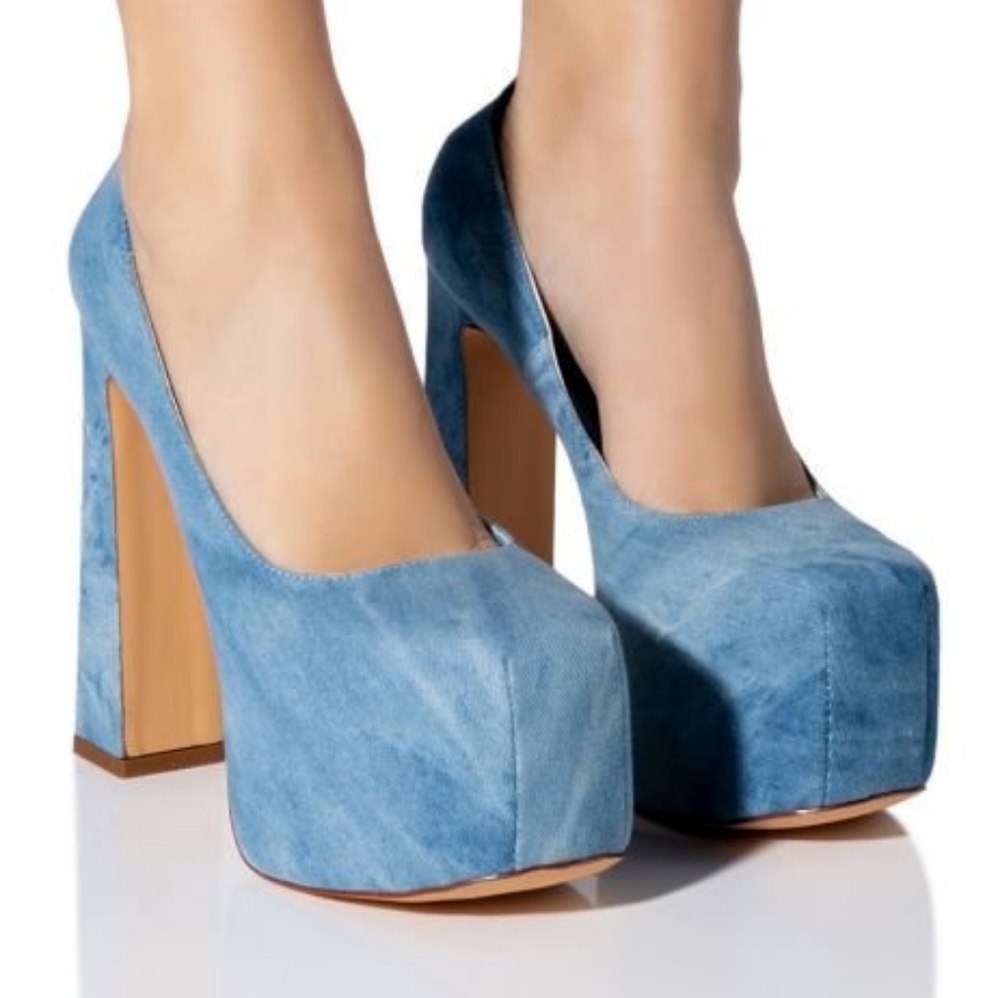 Stylish Blue Platform Heels